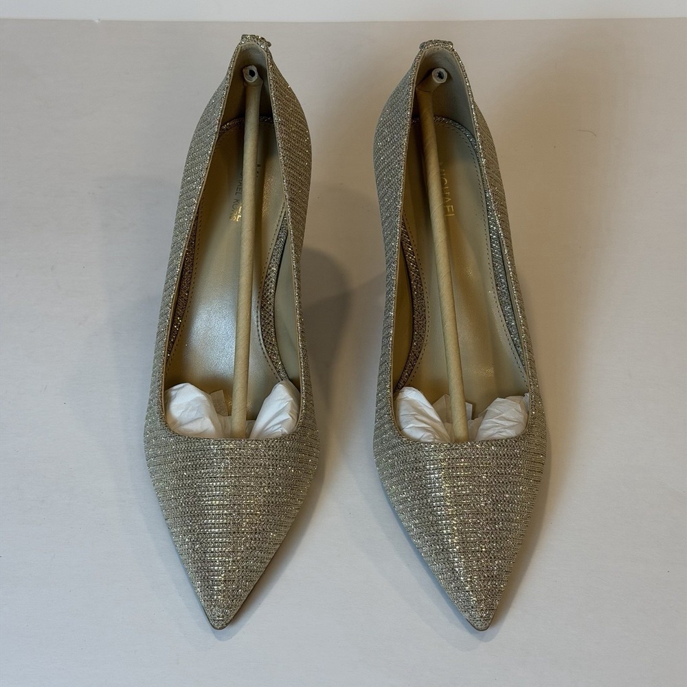 Michael Kors Size-8.5M Women's Alina Flex Pump Gold Glitter Chain Mesh Gold - Picture 8 of 10